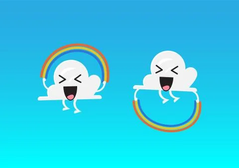 Cloud character jumping rainbow rope ativity Stock Illustration