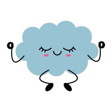 The cloud character meditates in a peaceful pose. Stock Illustration