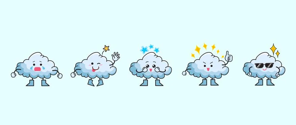 Cloud character set bundle Stock Illustration