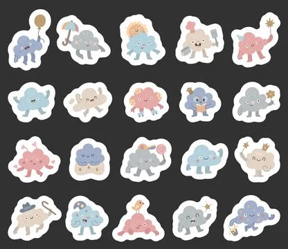 Cloud character set in scandinavian style Stock Illustration