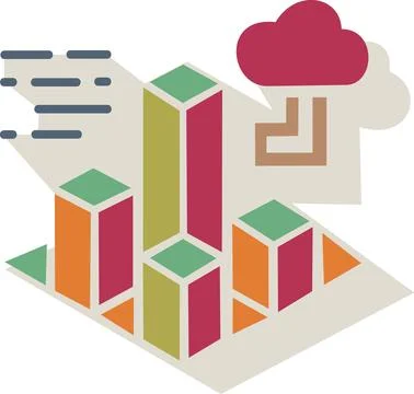Cloud chart icon for data analytics Stock Illustration