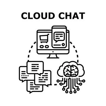 Cloud chat with ai and online messaging concept Stock Illustration