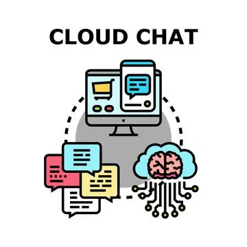 Cloud chat with ai and online messaging concept Stock Illustration