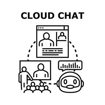 Cloud chat connecting people, remote work, and artificial intelligence Stock Illustration