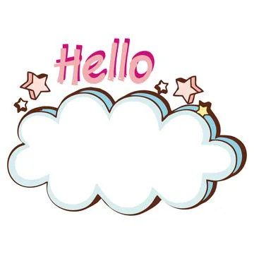 Cloud chat with hello. Can be used for name tags as well as stickers. Stock Illustration