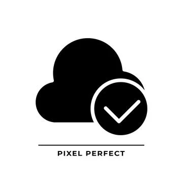 Cloud with check mark black glyph icon Stock Illustration
