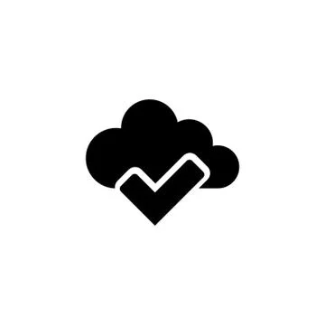 Cloud Check Mark Flat Vector Icon 스톡 일러스트