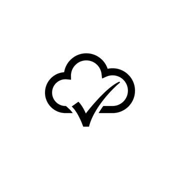 Cloud Check Mark Flat Vector Icon Stock Illustration