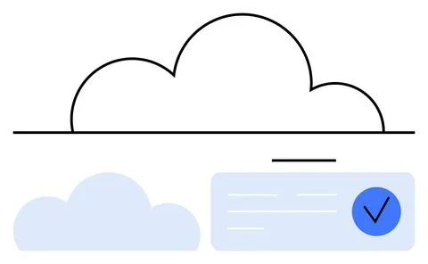 Cloud with Check Mark for Secure Storage, Authentication, Visibility of Clo.. Stock Illustration