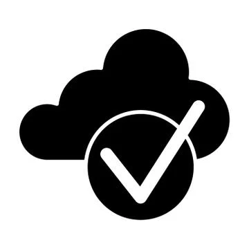 Cloud with check solid icon. Cloud and tick vector illustration isolated on Stock Illustration