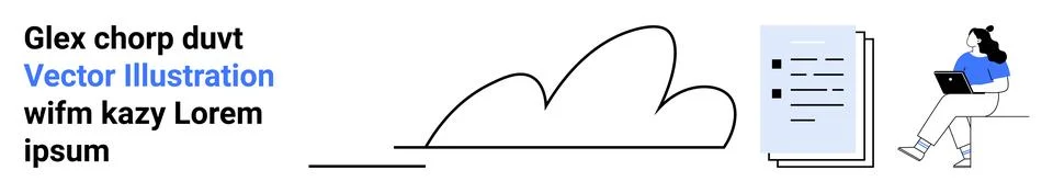 Cloud, checklist, and remote worker with laptop. Ideal for productivity, work Stockillustratie