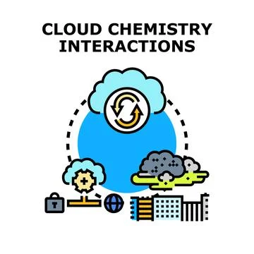 Cloud chemistry interactions connecting data storage and processing Illustrazione stock