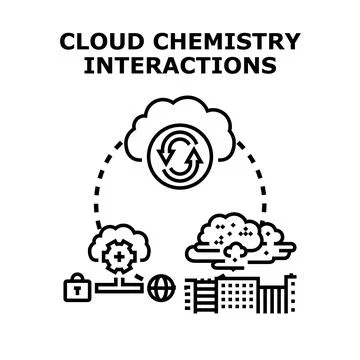 Cloud chemistry interactions connecting data storage and processing Stock Illustration