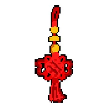 Cloud chinese lucky knot pixel art vector illustration Stock Illustration
