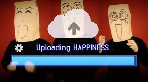 Cloud cipher upload happiness Illustrazione stock