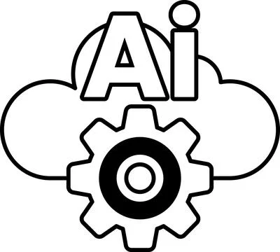 Cloud with a circle in the middle and the letters AI on the right Stock Illustration