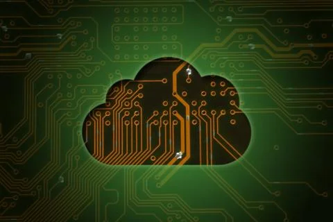Cloud on circuit background. Stock Photos