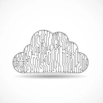 Cloud of circuit board, cloud technology network. Vector illustration Stock Illustration