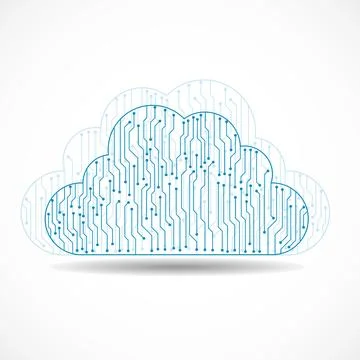 Cloud of circuit board, cloud technology network. Vector illustration 스톡 일러스트