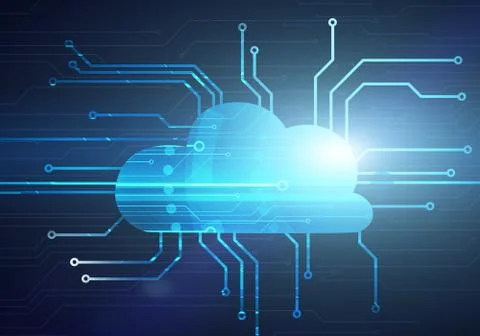 Cloud on circuit microchip background Stock Illustration