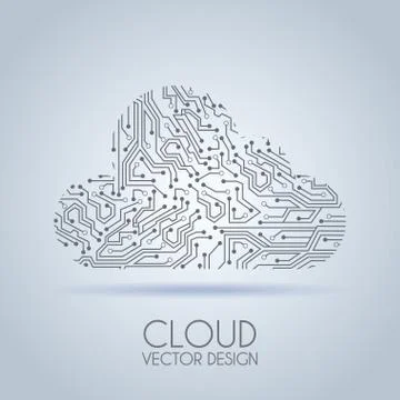Cloud circuit over gray background vector illustration Illustrazione stock