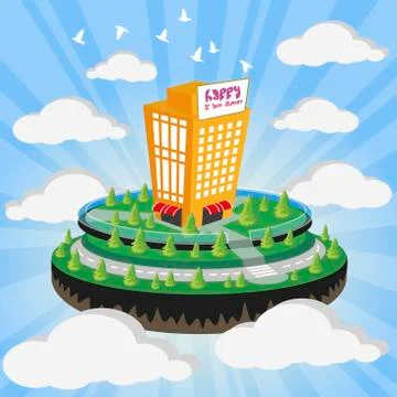 Cloud city Stock Illustration