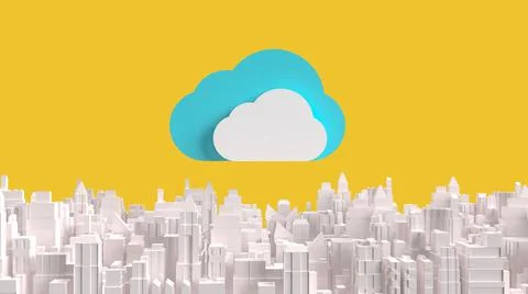 The cloud on city for technology network content 3d rendering Foto stock