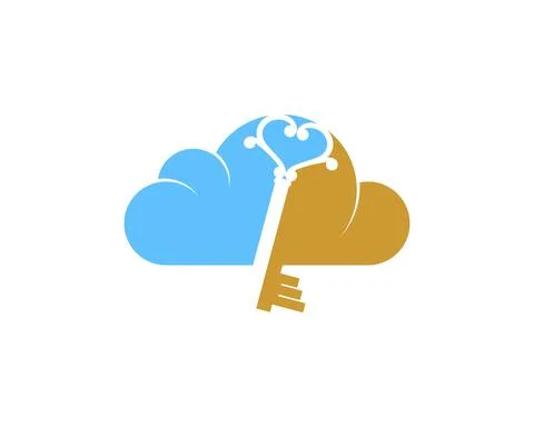 Cloud with classic key in the middle Stockillustratie