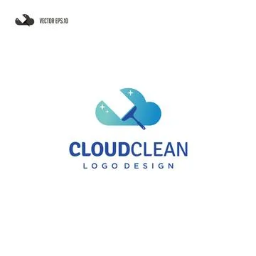 Cloud cleaning logo design , cloud computing with cleaning logo design. 스톡 일러스트