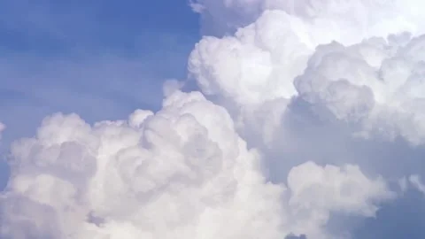 Cloud with clear sky 4K Time lapse White puffy clouds moving summer beautiful Stock Footage 336568647