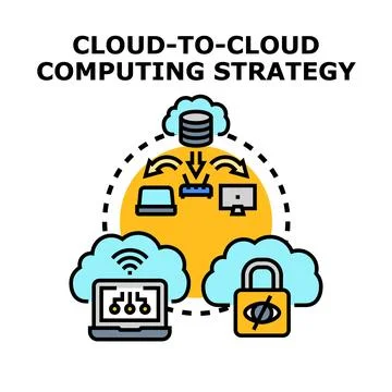Cloud to cloud computing strategy for data migration 스톡 일러스트