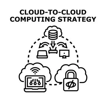 Cloud to cloud computing strategy for data migration Stock Illustration