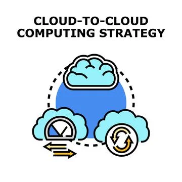 Cloud to cloud computing strategy vector icon Illustrazione stock