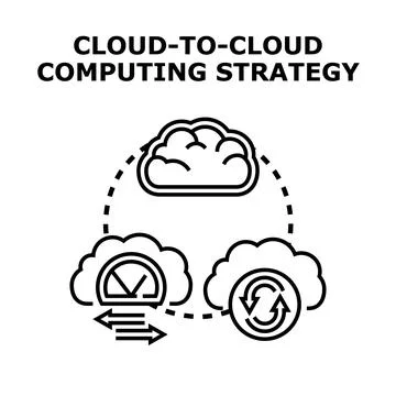Cloud to cloud computing strategy vector icon Illustrazione stock