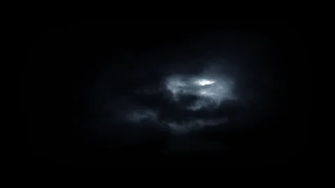 Cloud To Cloud Volumetric Lightning Flash VFX Overlay Against Black Stock Footage 337776893