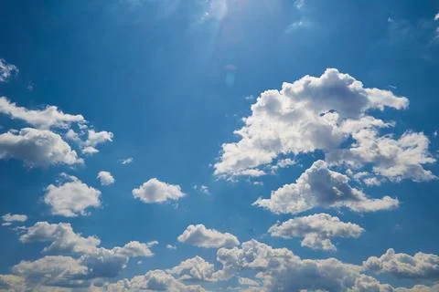 Cloud cluster in blue sky close-up, clouds cluster in the sky Stock Photos