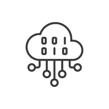 Cloud coding, icon in line design. Cloud, coding, programming, data, storage Stock-Illustration