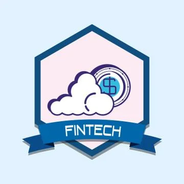 Cloud with coin fintech icon 库存插图