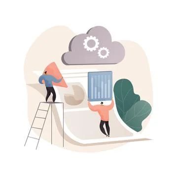 Cloud collaboration abstract concept vector illustration. Stock Illustration