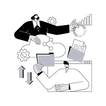 Cloud collaboration abstract concept vector illustration. Stockillustratie