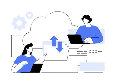 Cloud collaboration abstract concept vector illustration. Stock Illustration