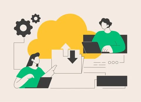 Cloud collaboration abstract concept vector illustration. 스톡 일러스트