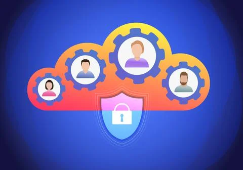 Cloud Collaboration concept. Teamwork communication, Remote online business Stock Illustration