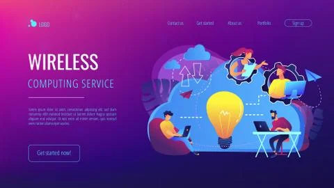 Cloud collaboration concept vector illustration. Stockillustratie