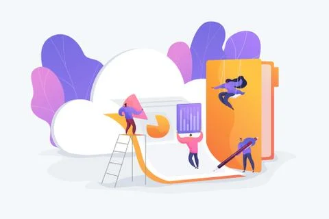 Cloud collaboration vector illustration. 库存插图