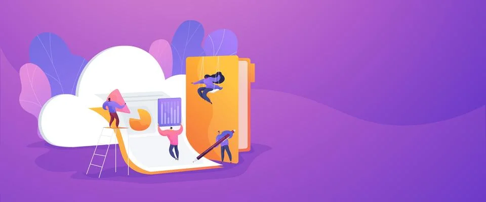 Cloud collaboration web banner concept. Stock Illustration