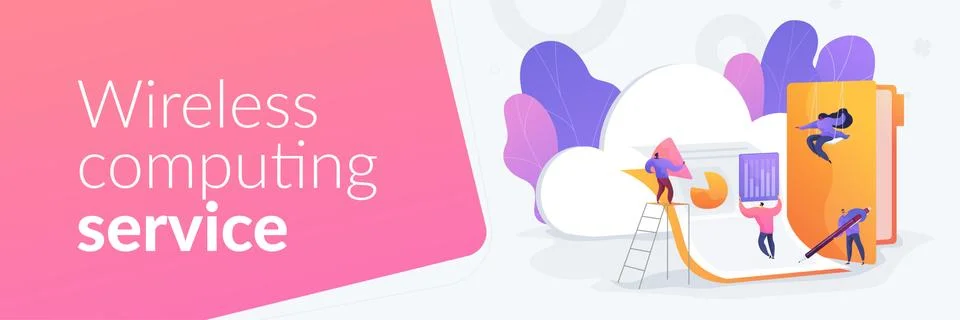 Cloud collaboration web banner concept. Stock Illustration