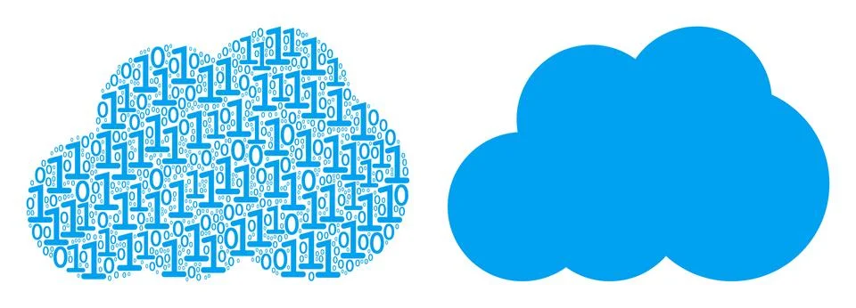 Cloud Collage of Binary Digits Stock Illustration