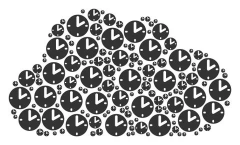 Cloud Collage of Clock Icons Stock Illustration