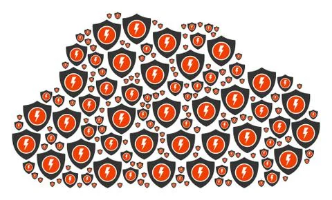 Cloud Collage of Electric Guard Icons Stock Illustration